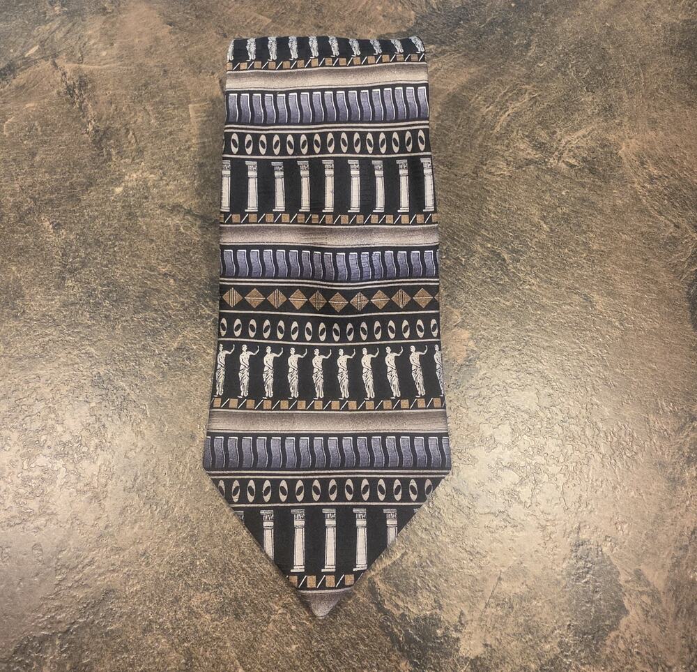 Roffe Mens Greco Roman Column Statue Silk Necktie Novelty Classical Antiquities